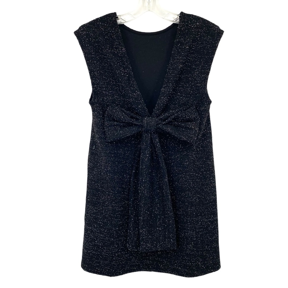 H&M Black Shimmering Bow Back Mini Dress New